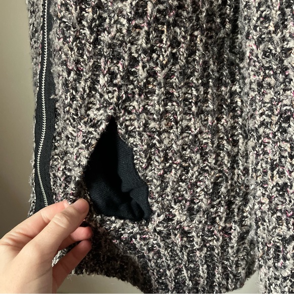 Free People Asymmetrical Moto Zip Knit Sweater Jacket size Medium - Picture 6 of 10